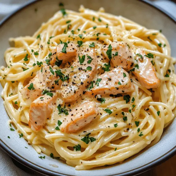 Creamy Garlic Salmon Pasta